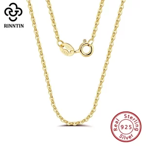 18K Gold 925 Sterling Silver Fashion Cable Link Chains Necklace for Women Thin Neck Chain Accessories Jewelry