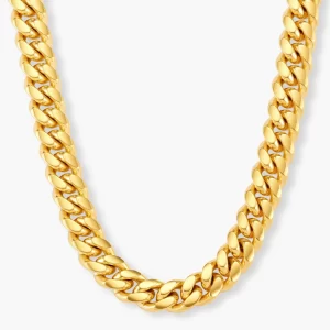 Gold Plated Miami Curb Cuban Link Chain Necklace for Men
