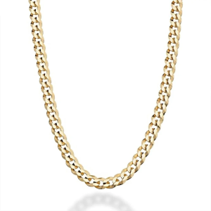 18K Gold Plated 5mm Over 925 Sterling Silver Curb Cuban Link Chain Necklace