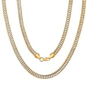 Chain Necklace Men Gift Two Tone Gold Plated Vintage Necklace for Men