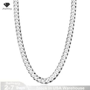 925 Sterling Silver 7mm Diamond Cut Cuban Link Curb Chain Necklace for Men Women Ships from USA