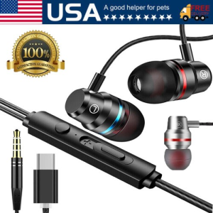 HIFI Bass Stereo Wired Earbuds Headset In-Ear Earphone Headphone MIC 3.5mm USB-C