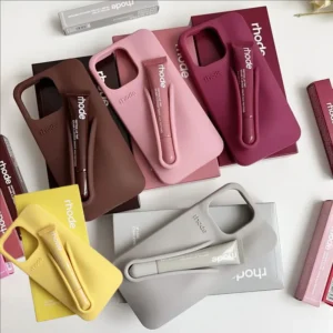 With Box Lipstick Rhode Phone Case for iPhone 16 17 Air 15 14 Pro Max Plus Makeup Lip Gloss Holder Silicone Cover