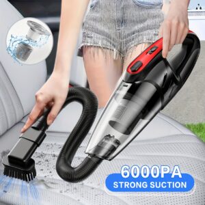 Car Vacuum Cleaner, 6000PA Super Strong Suction Handheld Vacuum, 2000mAh Large C