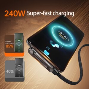 2-in-1 Invisible Holder Charger Cable–240W Fast Charging Cord with Phone Stand