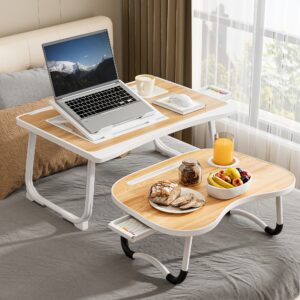 Adjustable Laptop Tray Lap Desk Stand Foldable Bed Table Notebook Tray Cup Slot