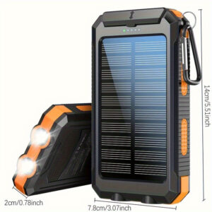 Portable Solar Mobile Phone Charger, Camping External Battery Charger For Mobile Phones, 2 USB/ LED Flashlights With Compass For Outdoor Activities, 20000mAh/40000mAh Portable Solar Power Bank