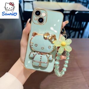 Sanrio Electroplating Shell Touch up Mirror Holder Suitable for iPhone 13, 14, 15 Pro Plus