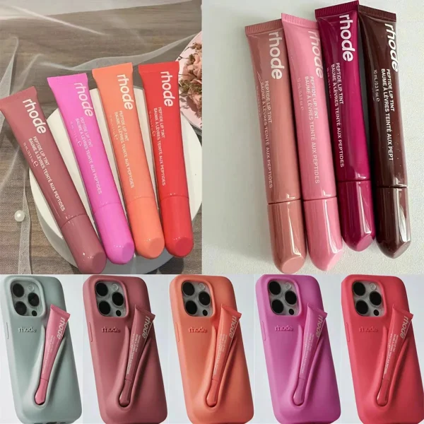 Rhode Hot Brand with Lip Glaze Silicone Case for iPhone Air 17 16 15 Pro Max 14Plus 13 12 17Pro Limited Makeup Lip Gloss Cover