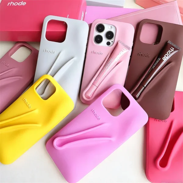 Rhode Lip Gloss Case for iPhone 15 16 17 ProMax 12 13 14 Air Pro Max Plus Lipstick Holder Phone Cover