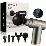 Portable Digital Fascia Gun with LCD Display Electric Massage Gun, Six Levels of Adjustable Silent Fascia Gun, Long Battery Life, Four Interchangeable Massage Heads, Suitable for Sports And Fitness