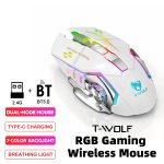 Silent Wireless Mouse - T-WOLF Rechargeable BT5.0 + 2.4G Dual-Mode Office Mouse, Full-Size Ergonomic Comfort for Extended Work, Study & Gaming, RGB Aesthetic Desk Setup Accessories, Back to School Gift - Image 4