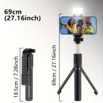 Scalable Phone Selfie Stick with Built-in Fill Light Telescopic Phone Selfie Stick with Built-in Lightive Streaming Tripod, Wireless Remote 360° Rotating Smartphone Tripod for Hiking/Travel/Vlog/Outdoor - Image 4