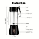 12.85 Oz Rechargeable Portable Blender Cup, Electric USB Juicer Blender, Mini Blender Portable Blender for Shakes And Smoothies, Juice, 380Ml, Six Blades Great for Mixing, Easy Clean, Ideal for Travel, Office, Picnic - Fresh Juices Anywhere - Image 5