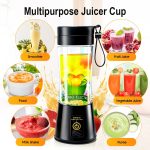 12.85 Oz Rechargeable Portable Blender Cup, Electric USB Juicer Blender, Mini Blender Portable Blender for Shakes And Smoothies, Juice, 380Ml, Six Blades Great for Mixing, Easy Clean, Ideal for Travel, Office, Picnic - Fresh Juices Anywhere - Image 3
