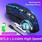 Silent Wireless Mouse - T-WOLF Rechargeable BT5.0 + 2.4G Dual-Mode Office Mouse, Full-Size Ergonomic Comfort for Extended Work, Study & Gaming, RGB Aesthetic Desk Setup Accessories, Back to School Gift - Image 3