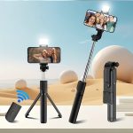 Expandable Selfie Stick for Phones Featuring an Integrated Fill Light, Designed for Professional Live Streaming. This Wireless Remote-Controlled Tripod Rotates 360° And Is Perfect for Hiking, Travel, Vlogging, And Outdoor Activities - Image 2
