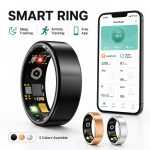 Smart Ring for Women & Men, Sleep and Fitness Tracker with Step, Distance and Calorie Monitoring, Exercise Records, Remote Camera Control, IP68 Waterproof Activity Ring, Compatible with iOS & Android