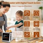 Toaster Digital Touch Screen Toasters with 5 Bread Selection 7 Shade Setting And Bagel/Defrost/Cancel/Reheat Function 1.5" 2 Slice Stainless Steel Tostadora with Removable Crumb Tray - Image 6