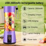12.85 Oz Rechargeable Portable Blender Cup, Electric USB Juicer Blender, Mini Blender Portable Blender for Shakes And Smoothies, Juice, 380Ml, Six Blades Great for Mixing, Easy Clean, Ideal for Travel, Office, Picnic - Fresh Juices Anywhere - Image 11