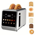 Toaster Digital Touch Screen Toasters with 5 Bread Selection 7 Shade Setting And Bagel/Defrost/Cancel/Reheat Function 1.5" 2 Slice Stainless Steel Tostadora with Removable Crumb Tray