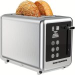Toaster 2 Slice Digital Touch Screen Stainless Toaster with 5 Bread Selection 7 Shade Setting and Bagel/Defrost/Cancel/Reheat Function 1.5 IN 2 Slice Smart Toaster with Removable Crumb Tray