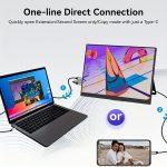 HDRinch Portable Monitor, 16;9 15.6-inch 1080p72 NTSC 100 SRGB USB C HDTV Travel External Second Computer Screen HDRinch Portable Monitor Laptop, Gaming for Monito, for iPhone, for Android, PC