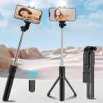 Scalable Phone Selfie Stick with Built-in Fill Light Telescopic Phone Selfie Stick with Built-in Lightive Streaming Tripod, Wireless Remote 360° Rotating Smartphone Tripod for Hiking/Travel/Vlog/Outdoor - Image 3