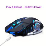 Silent Wireless Mouse - T-WOLF Rechargeable BT5.0 + 2.4G Dual-Mode Office Mouse, Full-Size Ergonomic Comfort for Extended Work, Study & Gaming, RGB Aesthetic Desk Setup Accessories, Back to School Gift