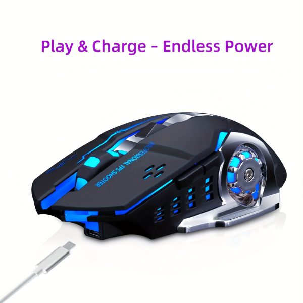 Silent Wireless Mouse - T-WOLF Rechargeable BT5.0 + 2.4G Dual-Mode Office Mouse, Full-Size Ergonomic Comfort for Extended Work, Study & Gaming, RGB Aesthetic Desk Setup Accessories, Back to School Gift