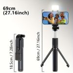 Expandable Selfie Stick for Phones Featuring an Integrated Fill Light, Designed for Professional Live Streaming. This Wireless Remote-Controlled Tripod Rotates 360° And Is Perfect for Hiking, Travel, Vlogging, And Outdoor Activities - Image 3