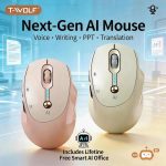 AI Voice Mouse - Smart Wireless Mouse with Click-To-Text And Speech-To-Text Translation in 40 Languages, Silent Rechargeable Ergonomic Design, 2.4G USB Battery, Display for PC, Laptop, Mac, Windows, Office, Student, Work from Home, Content Creation