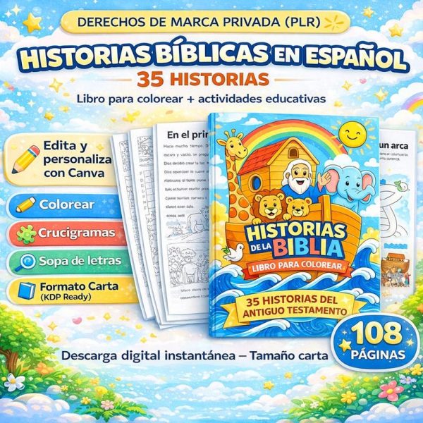 PLR Reventa 35 Historias Bíblicas para Niños en Español | Actividades del Niño Jesús | Natividad | Imprimibles Cristianos