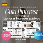 Guia de Pinterest para Genersr Ingresos Pasivos: editable en Canva, Derechos de Reventa, MRR y PLR