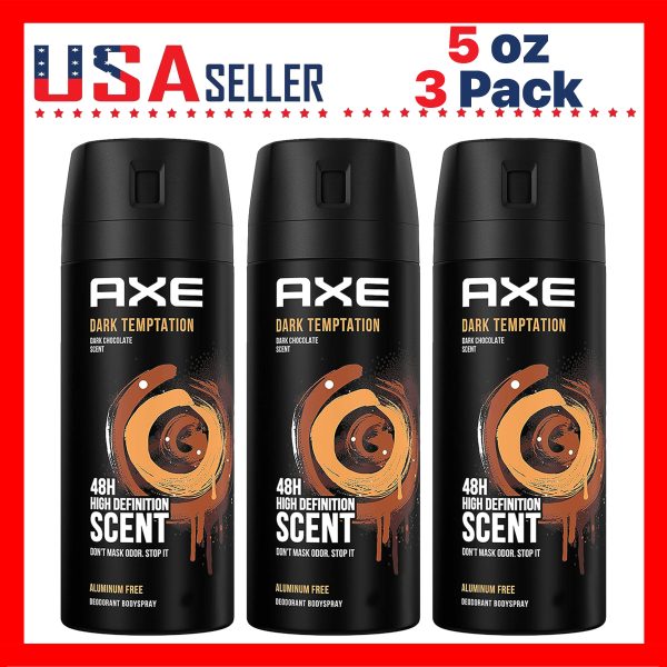 AXE Dark Temptation Men’s Body Spray 150ml / 5.07oz x [3 Pack], Rich Dark Chocolate Fragrance Mist for Men, Warm Sweet Masculine Scent, Long-Lasting Daily Body Spray, Smooth Irresistible Aroma, Everyday Fragrance for Work Gym Date Night Party Travel, Easy Spray Deodorant for Men, Popular Signature Scent Gift for Him