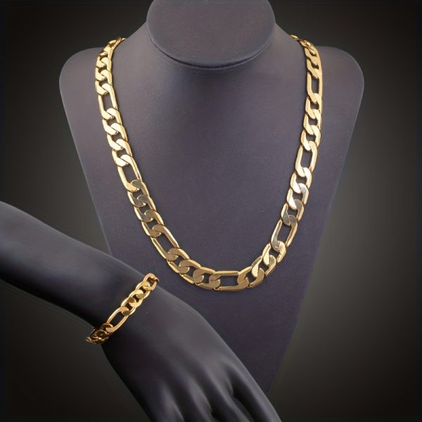 Necklace And, 2pcs/Set, Fashion Romantic Golden Men Women Necklace Jewelry Gift Set