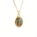 Cadena de Oro Banado para Hombres y Mujeres con la Imagen de la Virgen María Joyería de Oración - Image 6