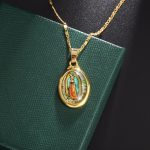 Cadena de Oro Banado para Hombres y Mujeres con la Imagen de la Virgen María Joyería de Oración - Image 4