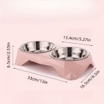 Double Pet Bowls for Dogs - Elevated Diamond-Design - Stainless Steel - Large Capacity, Non-Slip Feeding Dish Set - Raised Stand - Image 4