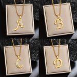18K Gold Plated Capital Letter Titanium 201 201 201 Stainless Steel Chain/ Suitable for Daily Gifting And Holiday Presents