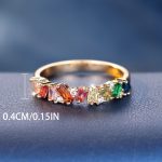 Luxurious Rainbow Synthetic Zirconia Ring for Elegant Women's Daily Wear - Image 6