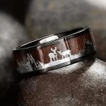 Tungsten Ring for Men, Featuring a Deer Design, Ideal As a Promise Ring for Wildlife Lovers. This Deer Silhouette Ring Makes a Great Gift for Christmas, Valentine'S Day, Boyfriends, Or Husbands - Image 3