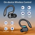 1 audífono inalámbrico True Wireless con micrófono, auriculares TWS intrauditivos con cancelación de ruido ENC, control táctil de volumen, gancho para la oreja inalámbrico, estuche de carga con pantalla LED, semiabierto, BT 5.4 compatible con teléfonos celulares, batería recargable de 300 mAh, carga tipo C - Image 8