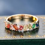 Luxurious Rainbow Synthetic Zirconia Ring for Elegant Women's Daily Wear - Image 3