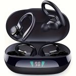 1 audífono inalámbrico True Wireless con micrófono, auriculares TWS intrauditivos con cancelación de ruido ENC, control táctil de volumen, gancho para la oreja inalámbrico, estuche de carga con pantalla LED, semiabierto, BT 5.4 compatible con teléfonos celulares, batería recargable de 300 mAh, carga tipo C