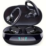 1 audífono inalámbrico True Wireless con micrófono, auriculares TWS intrauditivos con cancelación de ruido ENC, control táctil de volumen, gancho para la oreja inalámbrico, estuche de carga con pantalla LED, semiabierto, BT 5.4 compatible con teléfonos celulares, batería recargable de 300 mAh, carga tipo C - Image 5