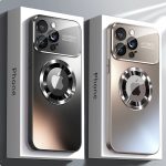 Phone Case - Luxury Titanium-Colored Glass Window Magnetic Wireless Charging Phone Case Compatible with for Iphone 11 12 13 14 15 16 17 Pro Max Air Plus, Shockproof Hard Matte Back Cover, Fully Encasing Camera Lens Protection Phone Case - Image 2