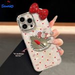 Bow Heart Pattern KT Cat Mirror Precision-Hole Shell Pattern Phone Case for Apple iPhone - Image 7