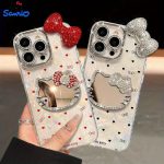 Bow Heart Pattern KT Cat Mirror Precision-Hole Shell Pattern Phone Case for Apple iPhone - Image 3